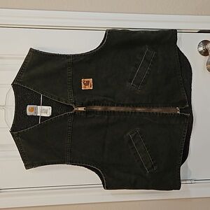Vintage Mens Black Carhartt Lined Vest XL